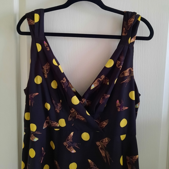 Bird and Polka Dot Print Plus Size Dress by Diya NWOT - Picture 4 of 13